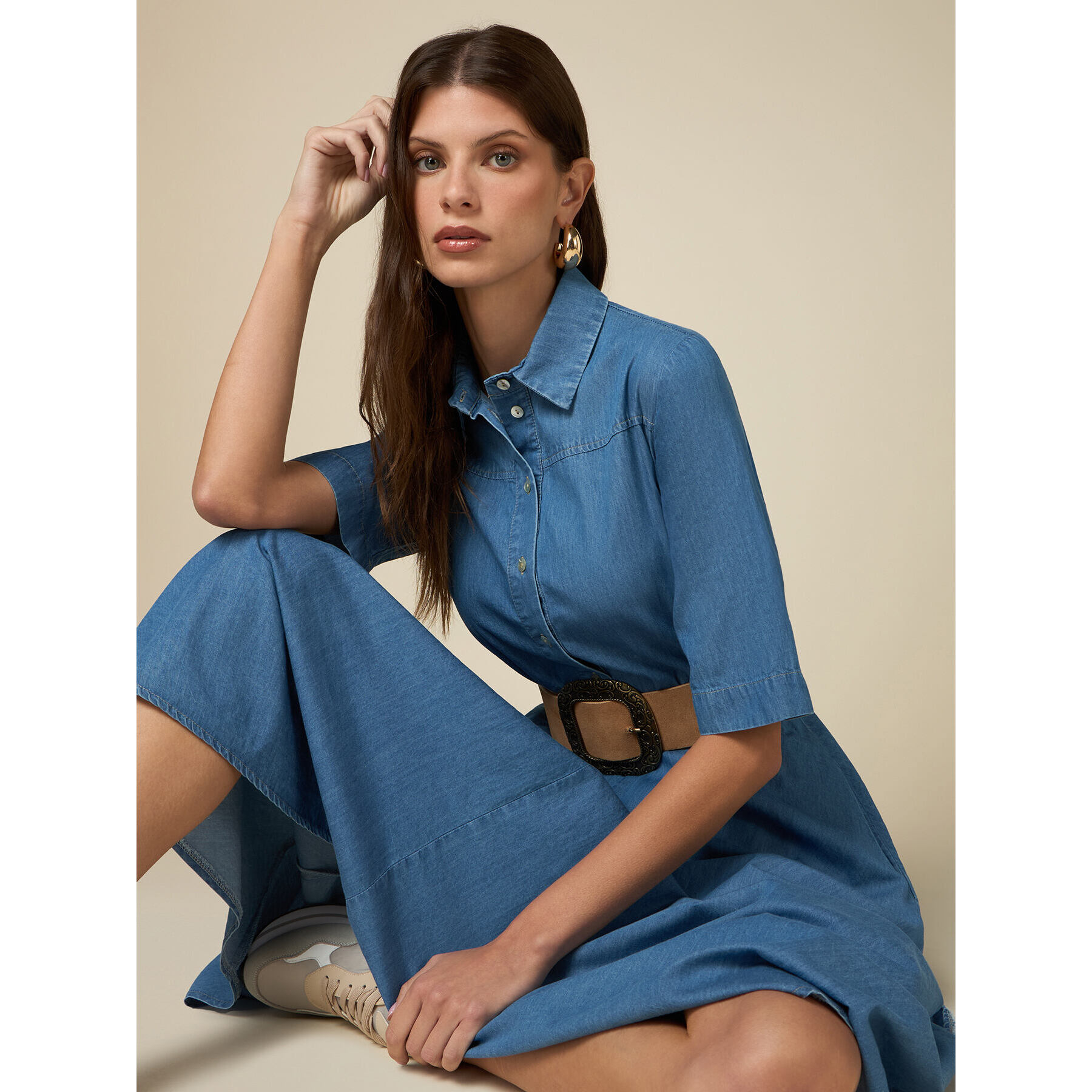 Oltre - Vestido camisero de tencel - Light - blue