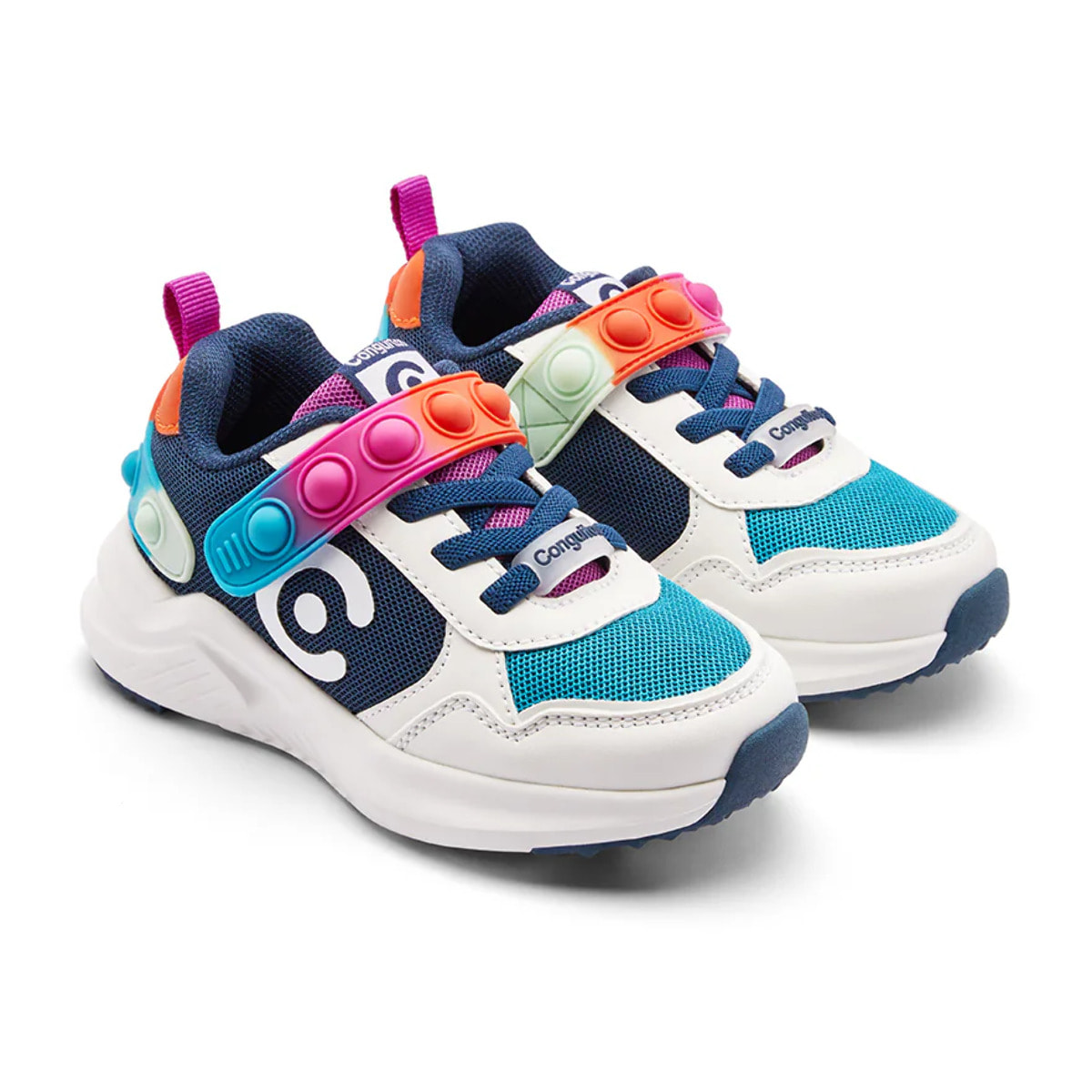 Zapatillas Deportivas Niños Autoadherente Pop Logo Azul Marino