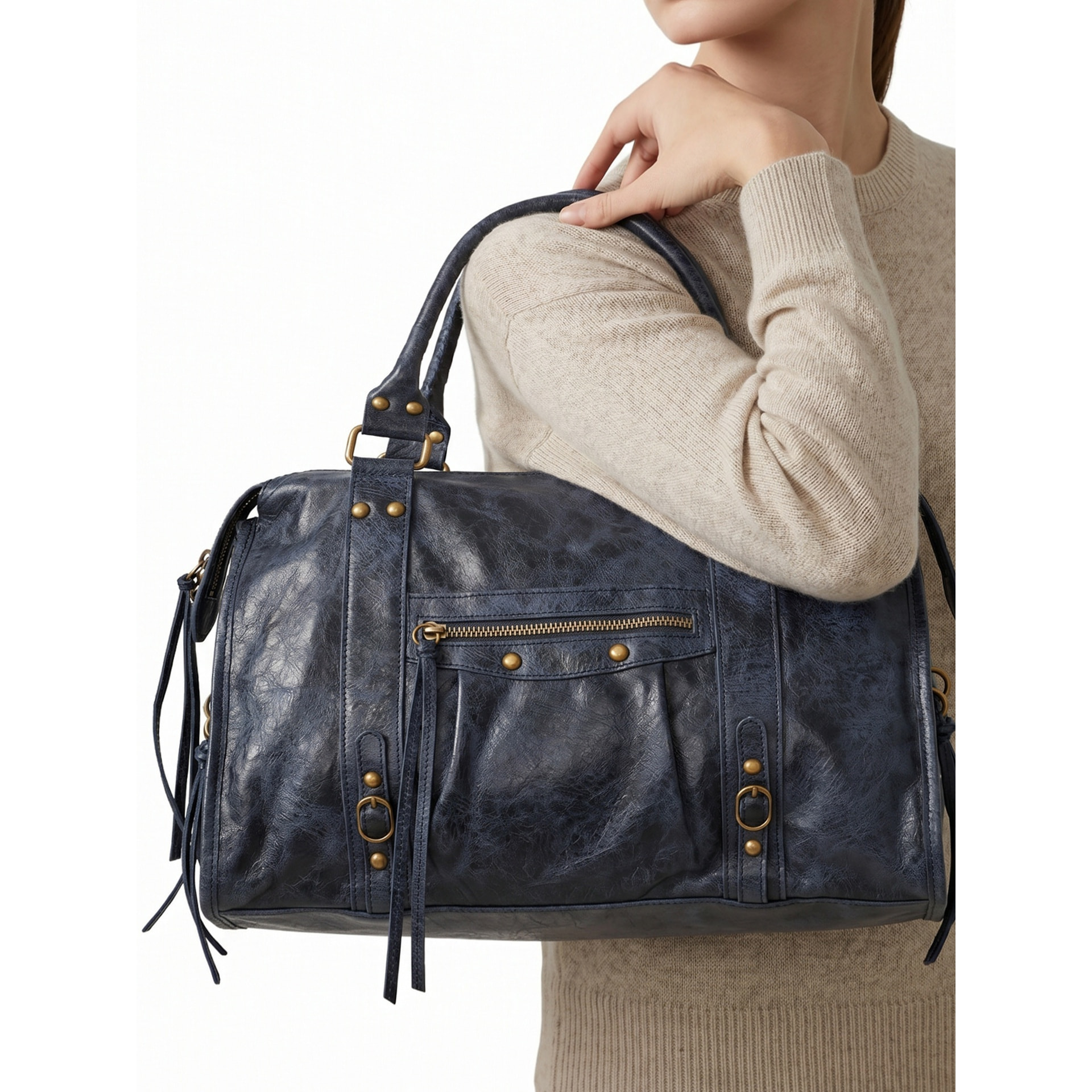 Borsa a spalla da donna - Modello Clara - Vera pelle - 41.0 x 28.0 x 13.0 cm