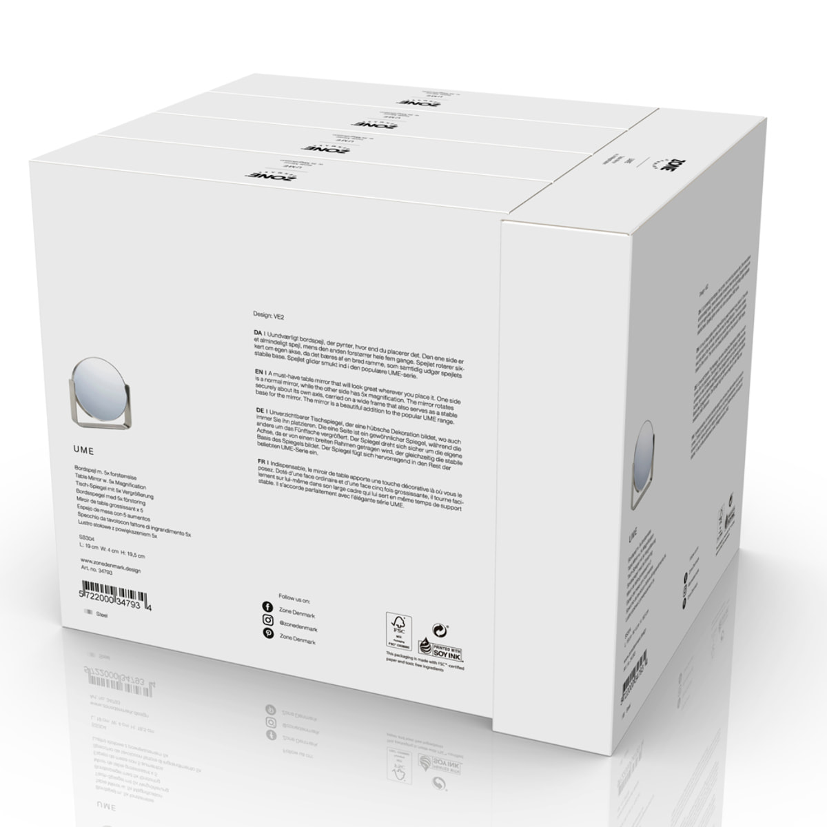 Miroir de table avec grossissement 5 x Ume Gris clair