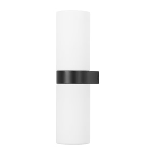 Forlight Metà - Aplique de Pared para Baño con IP44 para Bombillas 2xE14 Fabricado en Aluminio Negro y Difusor de Cristal Opal