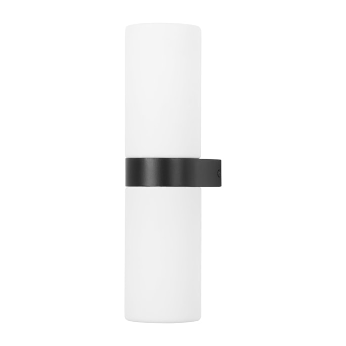 Forlight Metà - Aplique de Pared para Baño con IP44 para Bombillas 2xE14 Fabricado en Aluminio Negro y Difusor de Cristal Opal