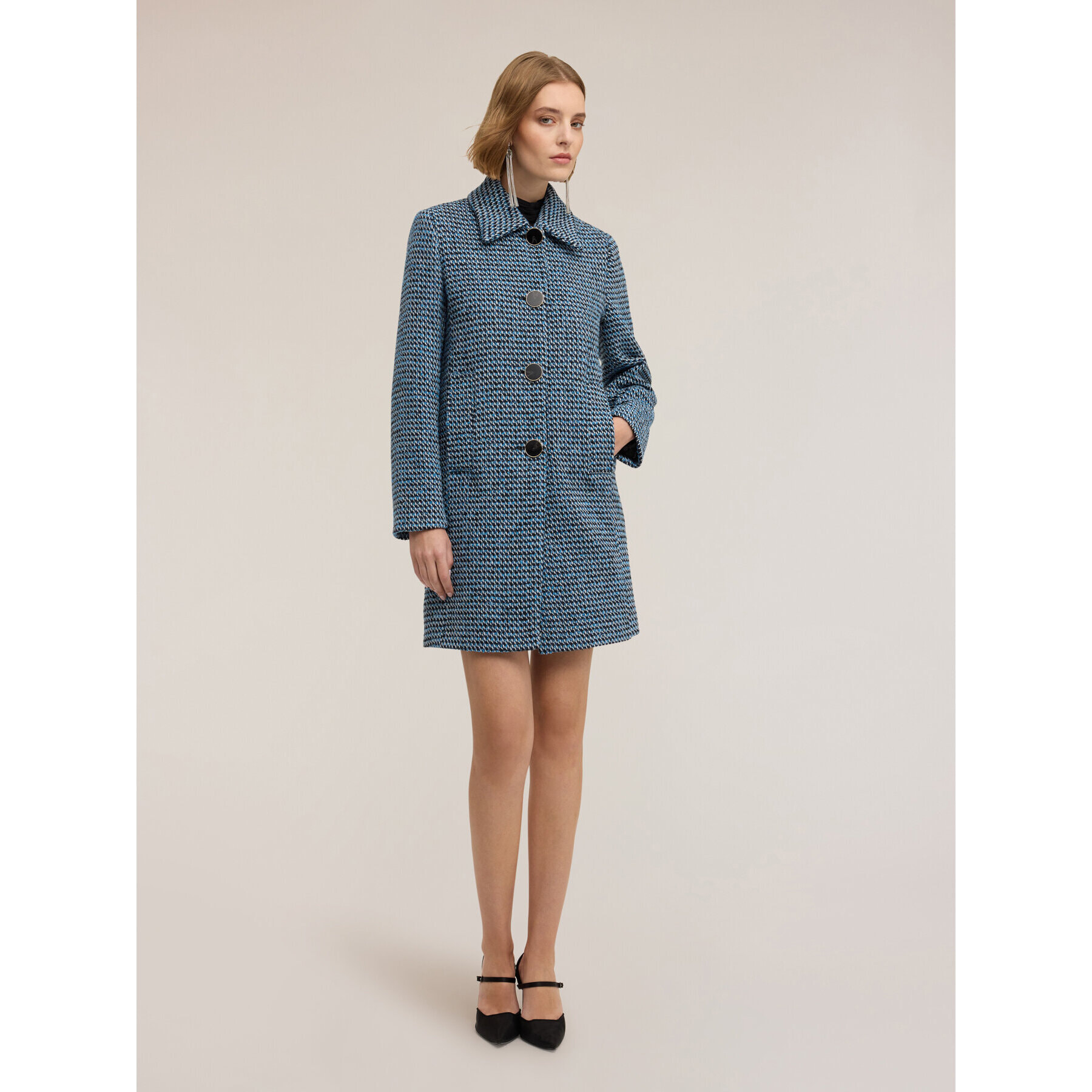 Motivi - Cappotto lungo jacquard - Ottanio