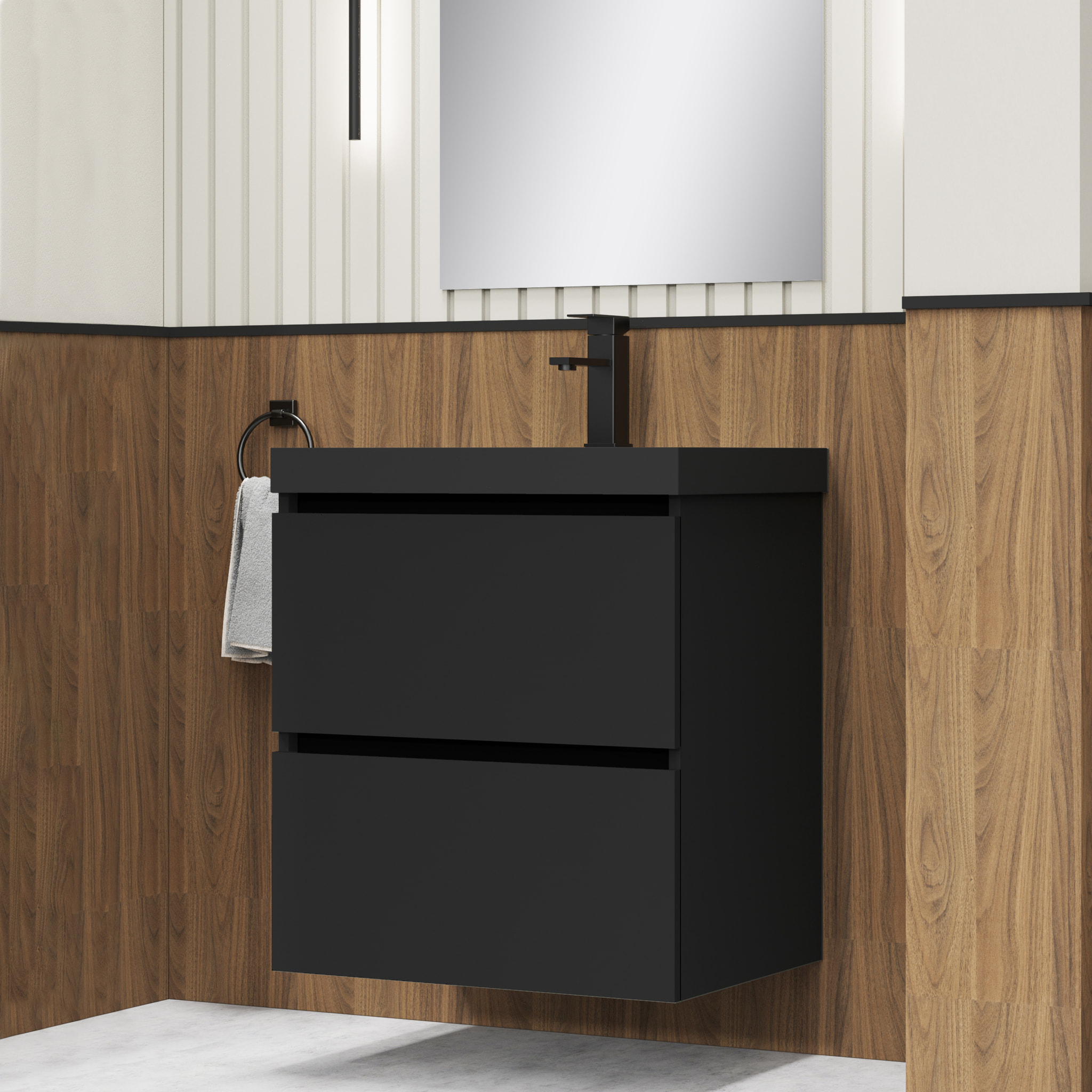 Conjunto de baño TURIN, Alday, 60 cm, Negro