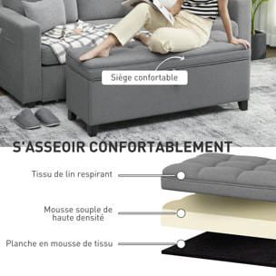 Banquette bout de lit coffre design Chesterfield dim. 120 x 40 x 48 cm tissu gris