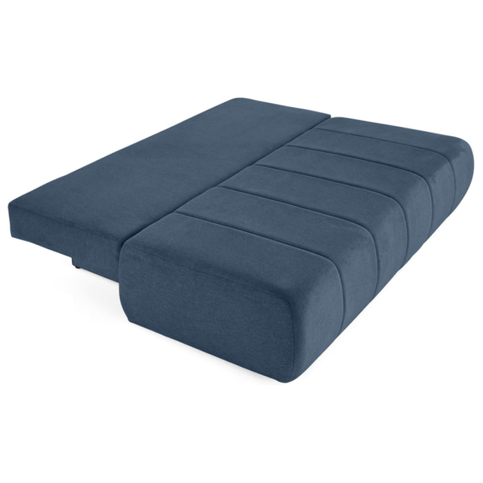 Harper - canapé 3 places convertible avec coffre en tissu texturé - Bleu