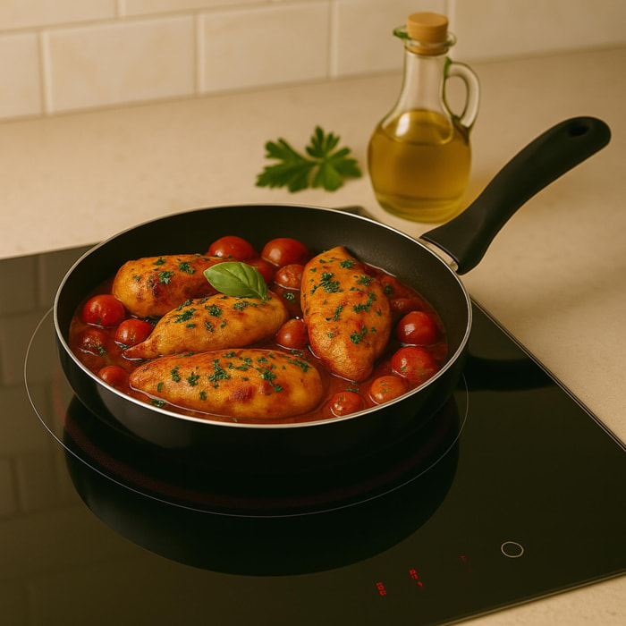 Sartén de Ø28x5cm en Aluminio prensado color Negro mate