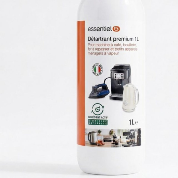 Détartrant ESSENTIELB Premium 1L multi-appareils, efficace contre le calcaire