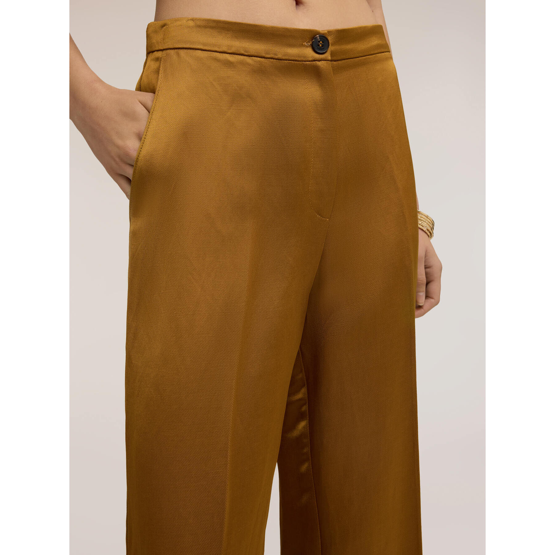 Motivi - Pantalones palazzo de mezcla de lino - Amarillo