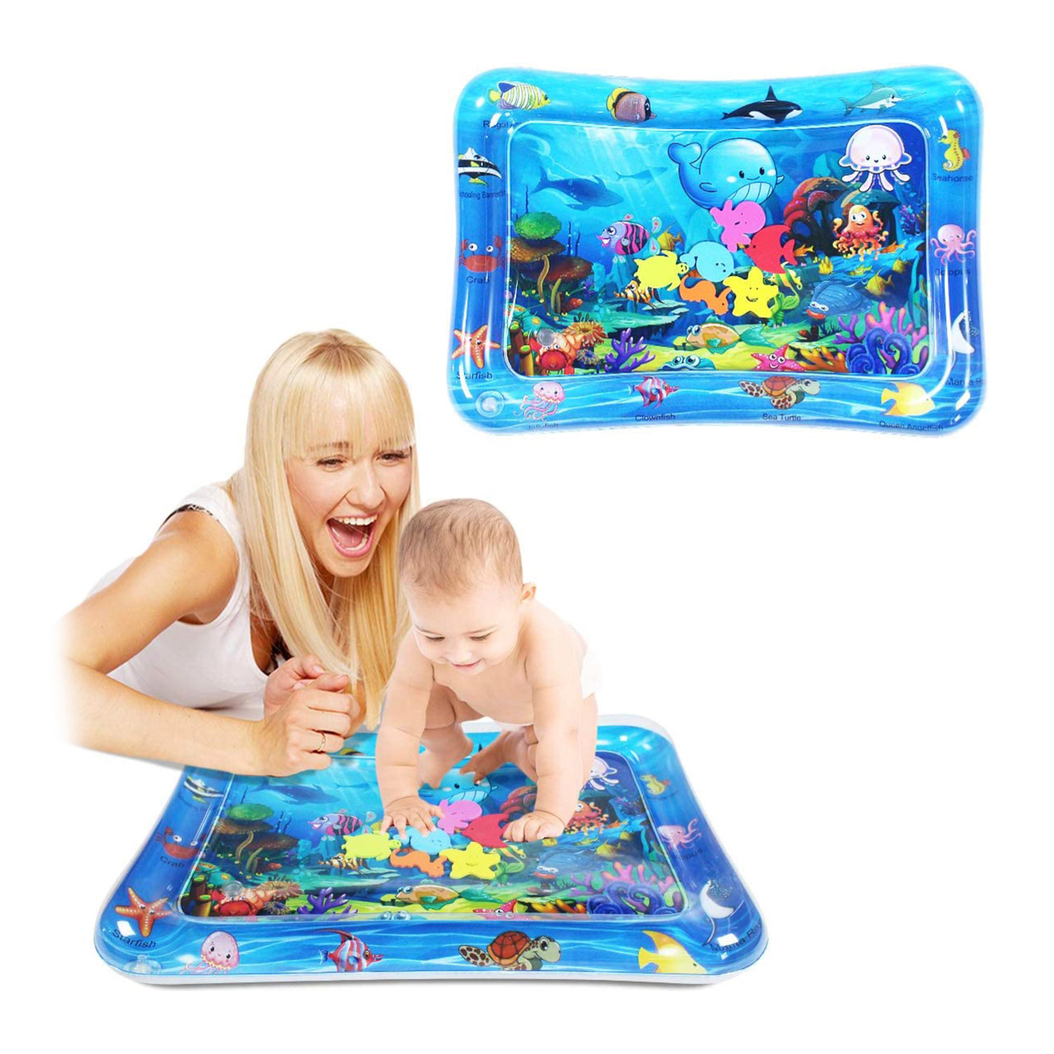 DAM Colchoneta hinchable infantil diseño bajo el mar. 70x50cm. 66x46x10 Cm. Color: Azul
