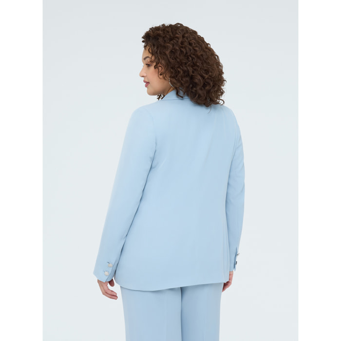 Fiorella Rubino - Blazer con bottoni gioiello - Azzurro