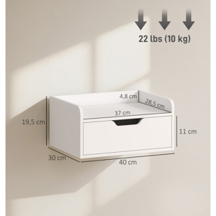 Lot de 2 chevets tables de nuit murales - tiroir coulissant, plateau - blanc