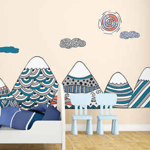 Stickers muraux enfants - Décoration chambre bébé - Autocollant Sticker mural géant enfant montagnes scandinaves ARANKA