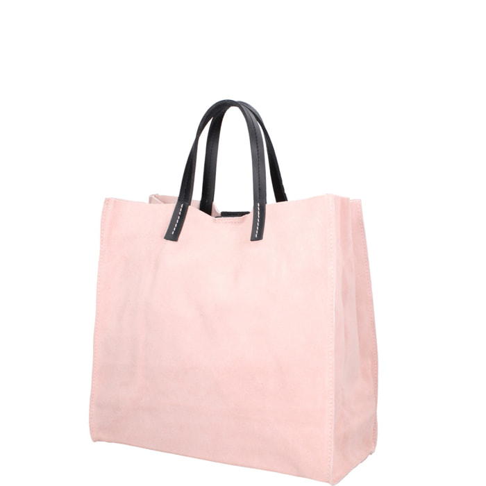 Borsa a mano da donna Made in Italy - Modello Novara Lux - Pelle Scamosciata - 34.5 x 32.0 x 17.0 cm