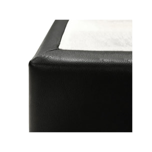 Sommier tapissier en kit bois massif et simili noir 90x190cm - LOIRE