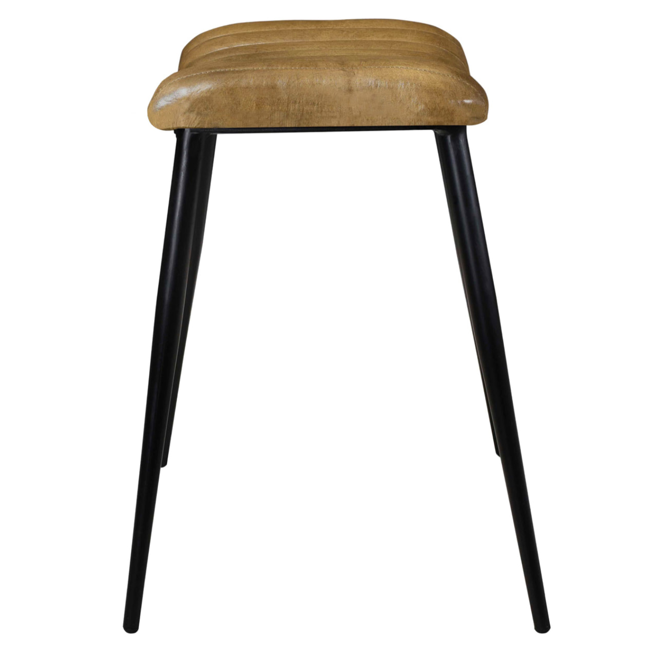 Tabouret en cuir camel matelassé - Bidar
