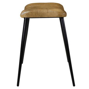 Tabouret en cuir camel matelassé - Bidar