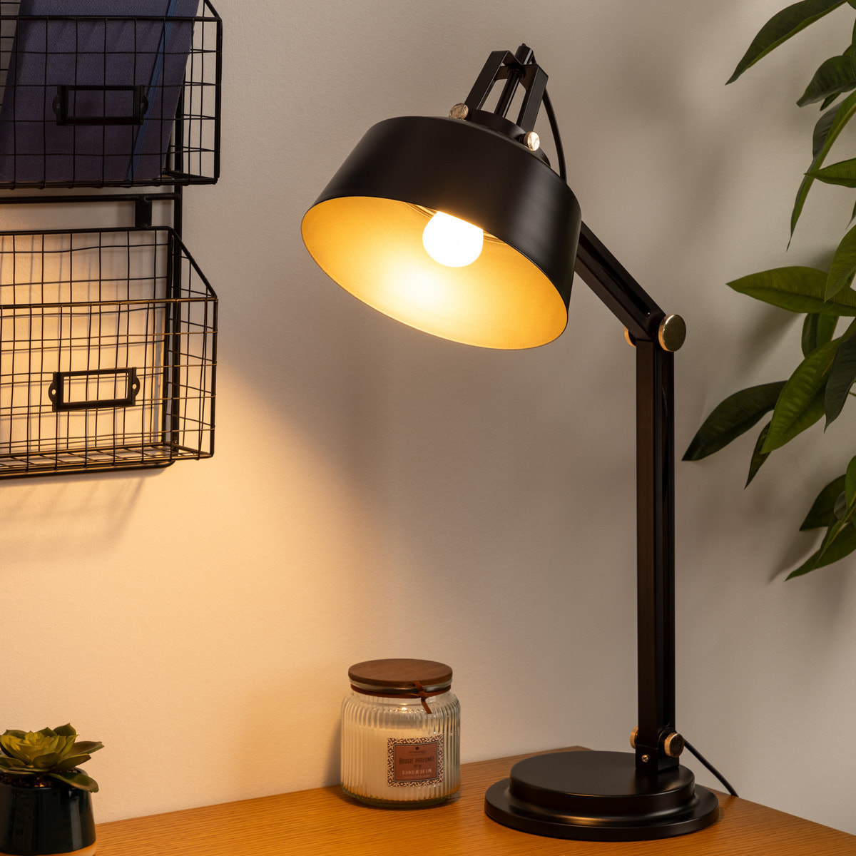 Lampe arc "Soul" - métal - noir - H55 - 8 cm