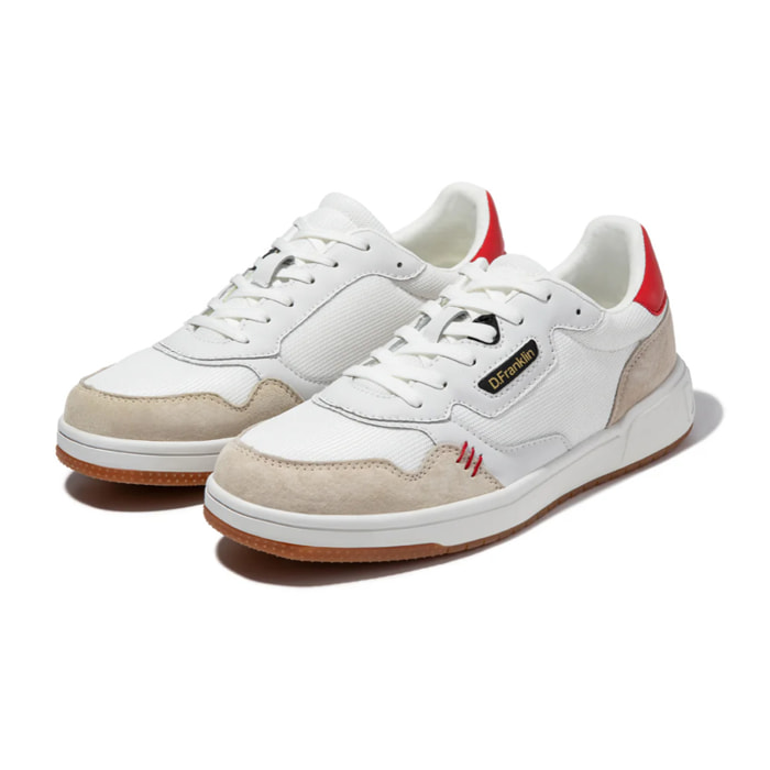 Zapatillas Casual Hombre Court V2 Basic Blanco / Rojo D.Franklin