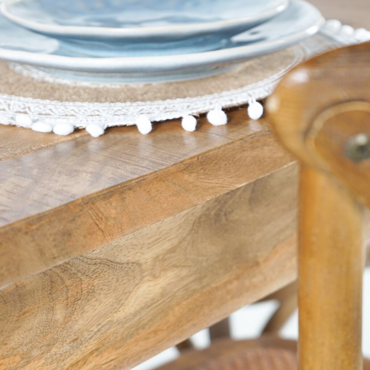 Tavolo da pranzo allungabile in mango naturale 90-180x90x77 - Salento