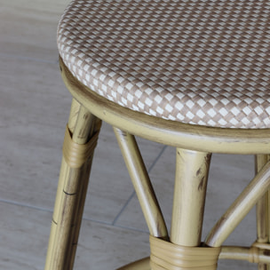 Tabouret de bar en aluminium et effet rotin beige AMALFI