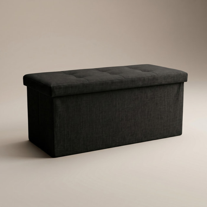 Pouf contenitore imbottito in tessuto con seduta lunga, panca multifunzione con spazio interno, ideale come poggiapiedi, seduta o contenitore, pratico e versatile per soggiorno, camera o ingresso, facile da pulire, dimensioni 76x34x34 cm