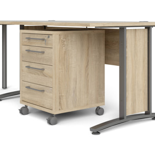 Scrivania Agerato, Scrittoio multiuso, Tavolo per ufficio porta PC, Piano di lavoro, 230x200 h75 cm, Grigio e Quercia