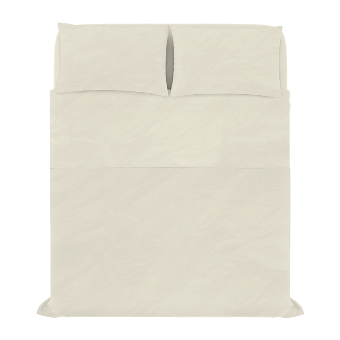 COMPLETO LETTO WATER WASHED, 100% Microfibra, No Stiro - CREMA