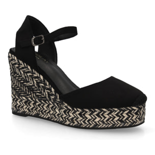 Alpargata de cuña con trenzado bicolor