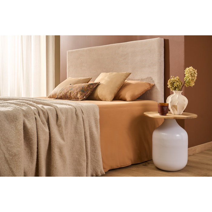 Table d'appoint ronde design blanche et bois manguier massif H49 cm VERONA