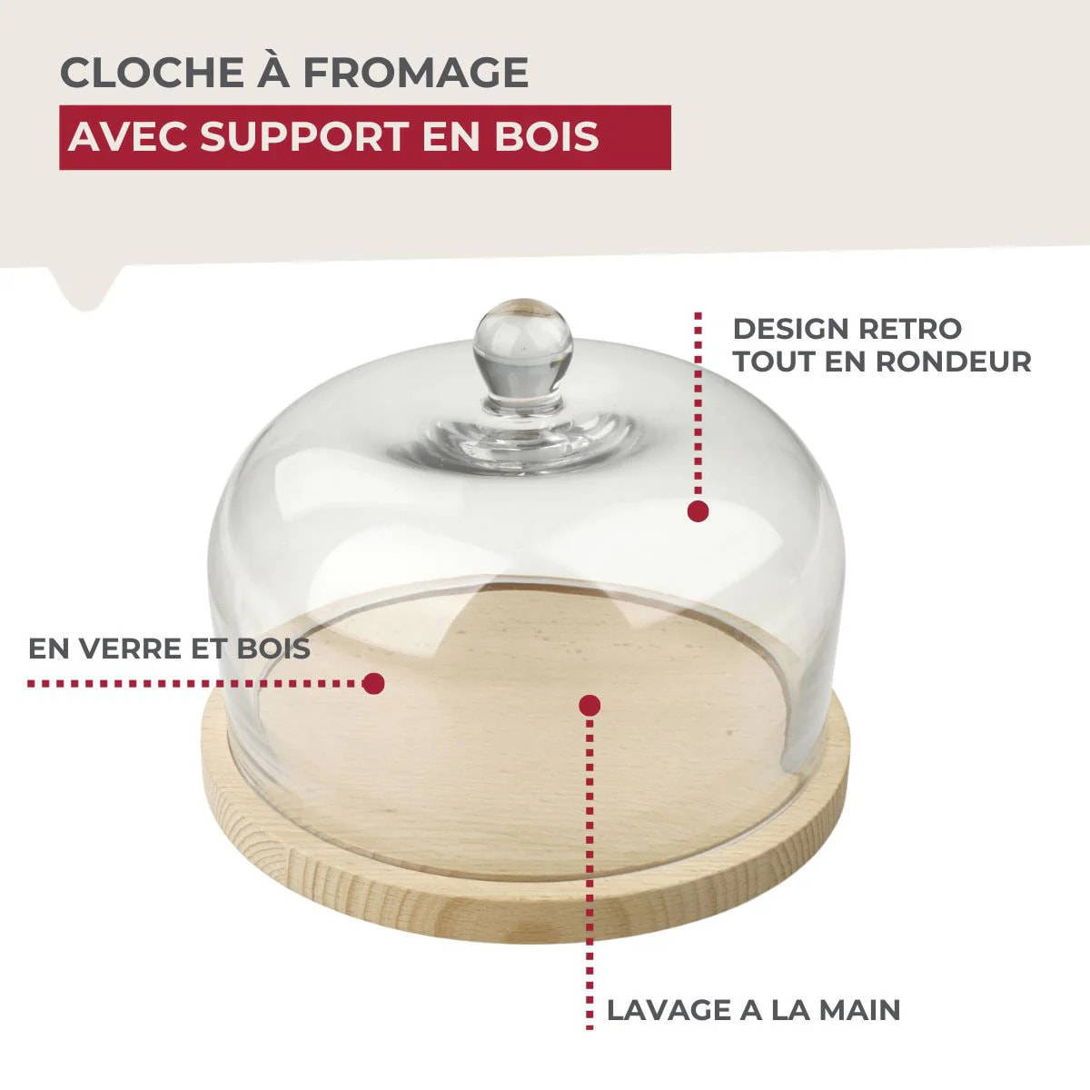 Cloche à fromage en verre Fackelmann Nature