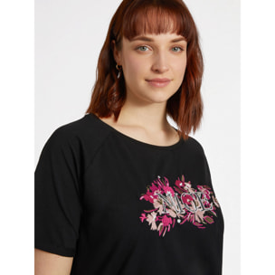 Fiorella Rubino - Camiseta con escritura de lentejuelas - Negro