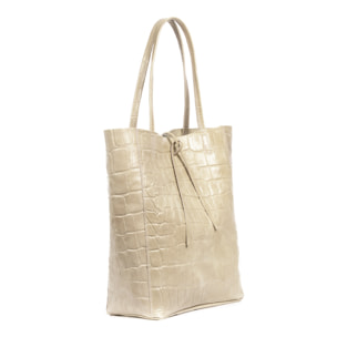 Sefora Bolso Shopper Mujer.Piel auténtica Gamuza Grabado Cocodrilo Grande