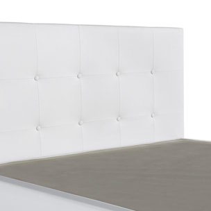 Lit Venise Simili Cuir Blanc + Matelas Memoire de Forme | Confort optimal | Design et qualité