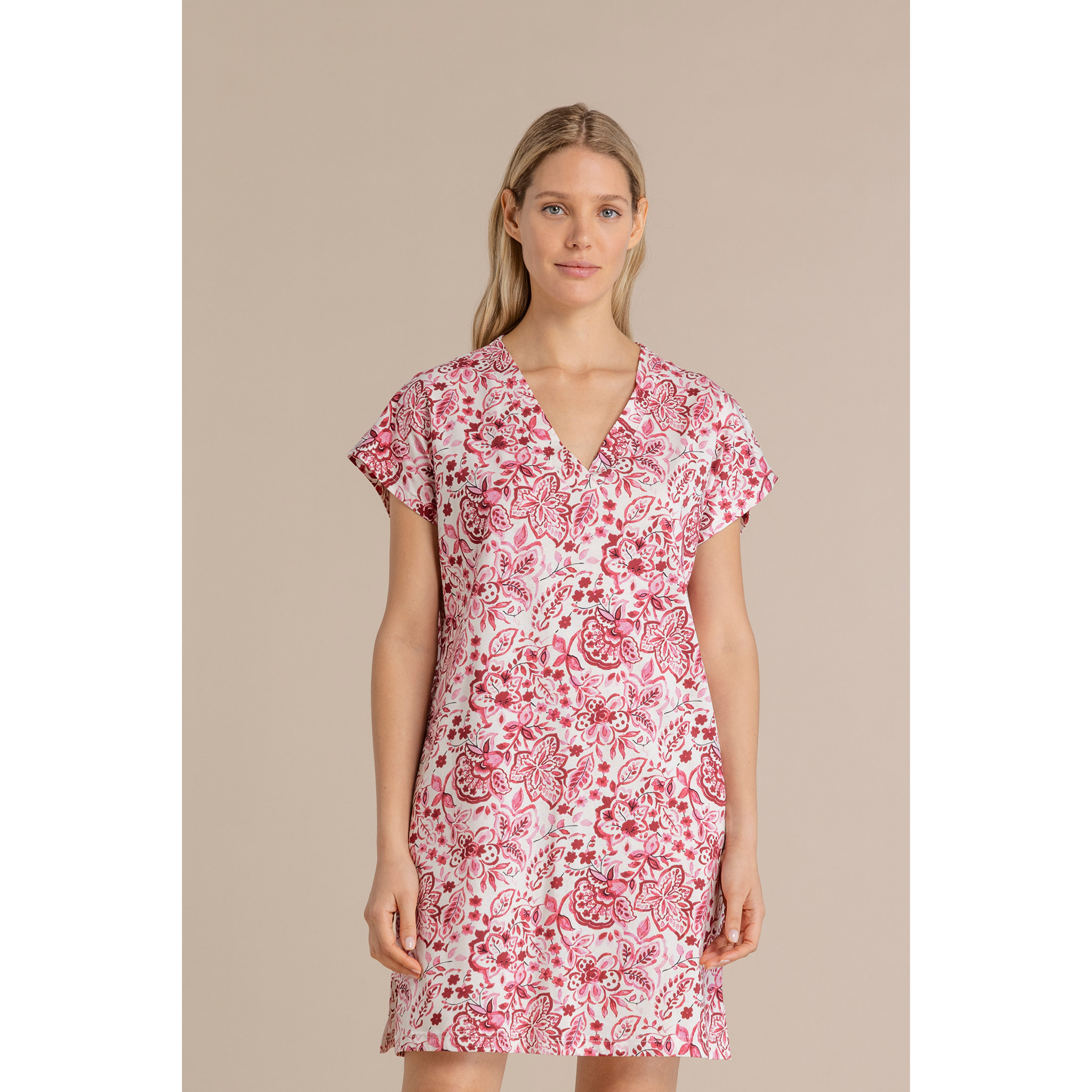 Abitino donna in cotone con scollo a V articolo acquerello Noidinotte