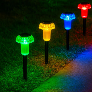 4 balises solaires champignons multicolores MUSHY H24cm