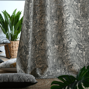 Rideau tamisant motif végétal exotique - Noir