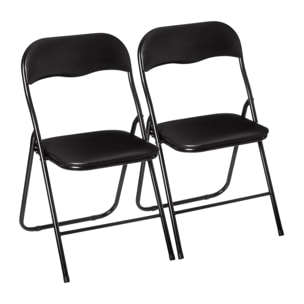 WELL HOME - Set de 2 Sillas Plegables color Negro resistente y práctica para exteriores