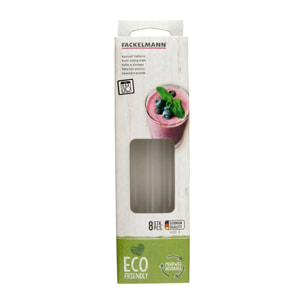 Lot de 8 pailles transparentes et réemployables en plastique 20 cm Fackelmann Bar Concept