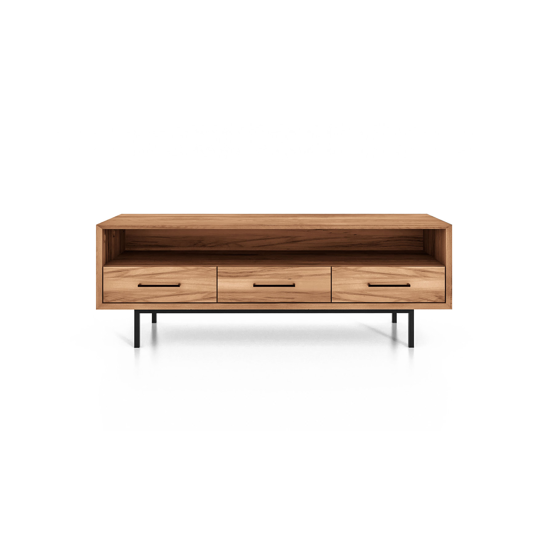 Meuble tv bois hêtre 3 tiroirs paola 144x45cm