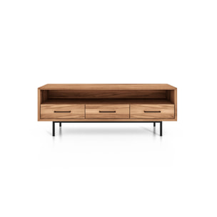 Meuble tv bois hêtre 3 tiroirs paola 144x45cm