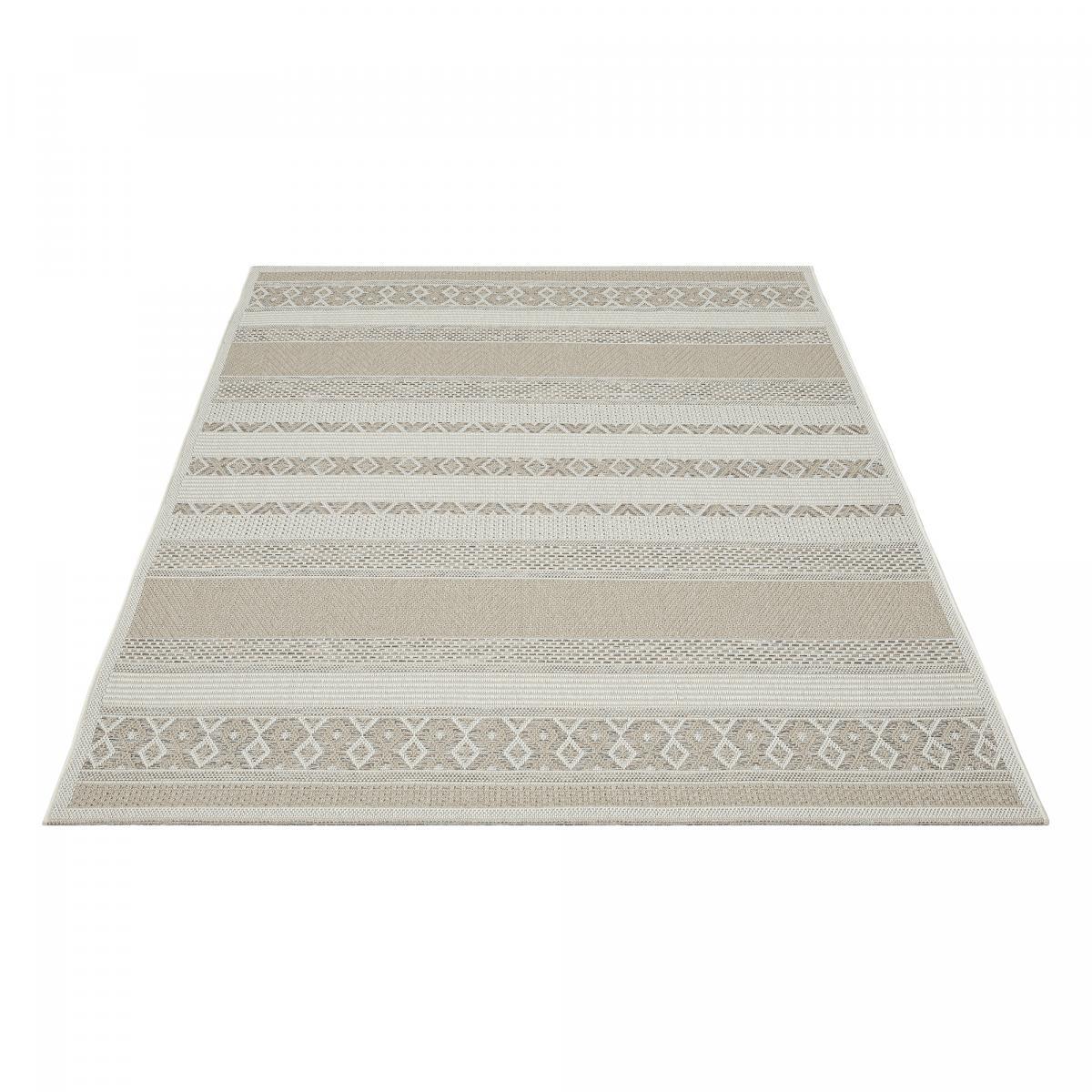 Tapis exterieur CANCUN EX Beige 120x160 en polypropylène doux et soyeux