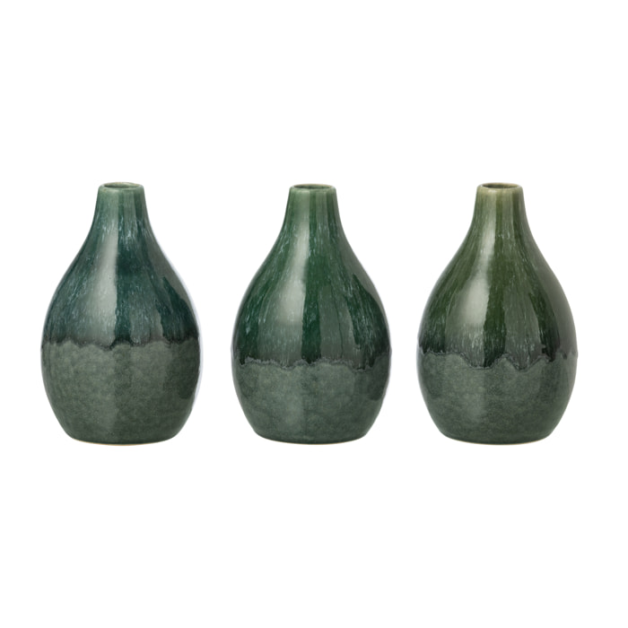 J-Line Vase Jeanne - grès - vert foncé - 3 pièces