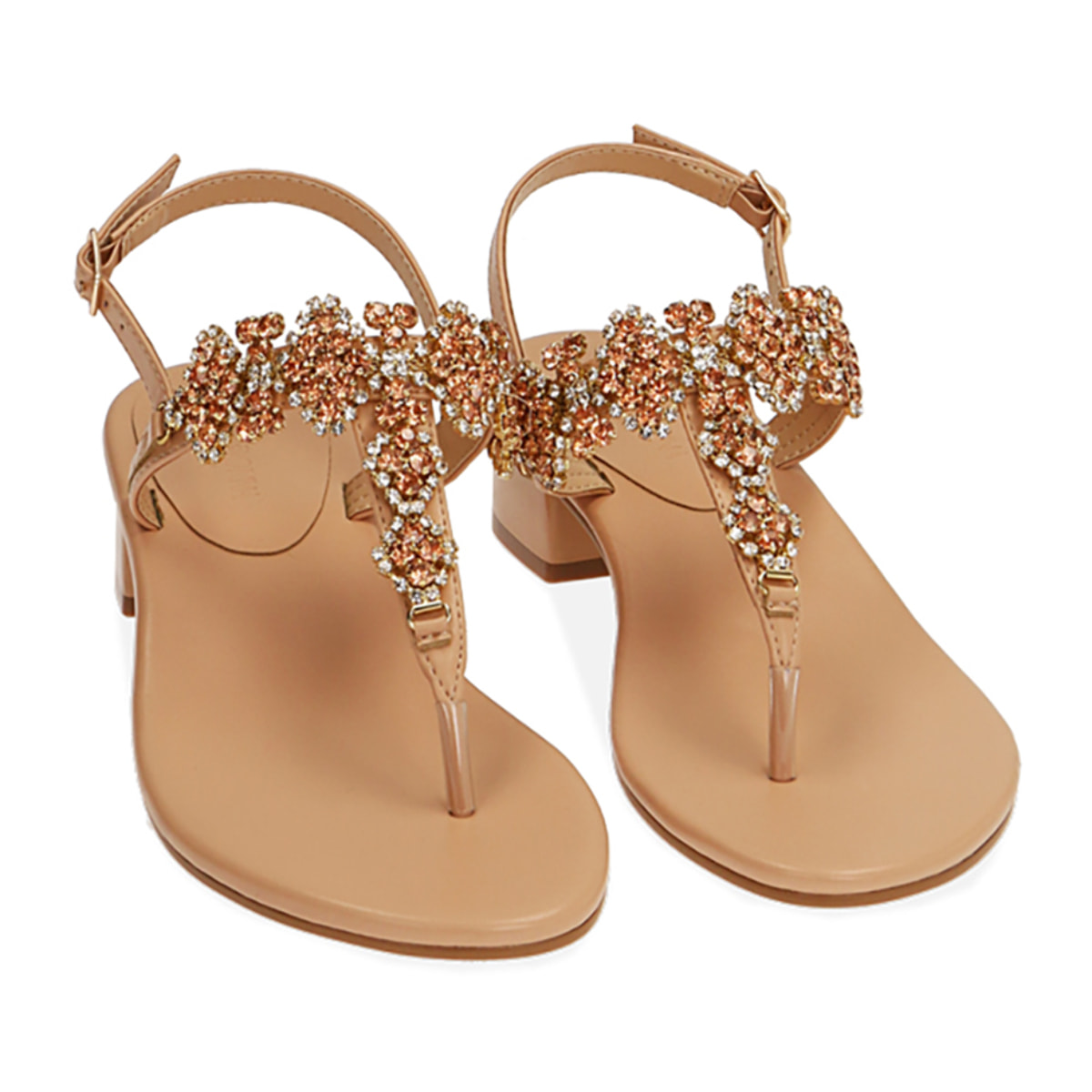 Sandalias planas nude, tacón de 3,5 cm