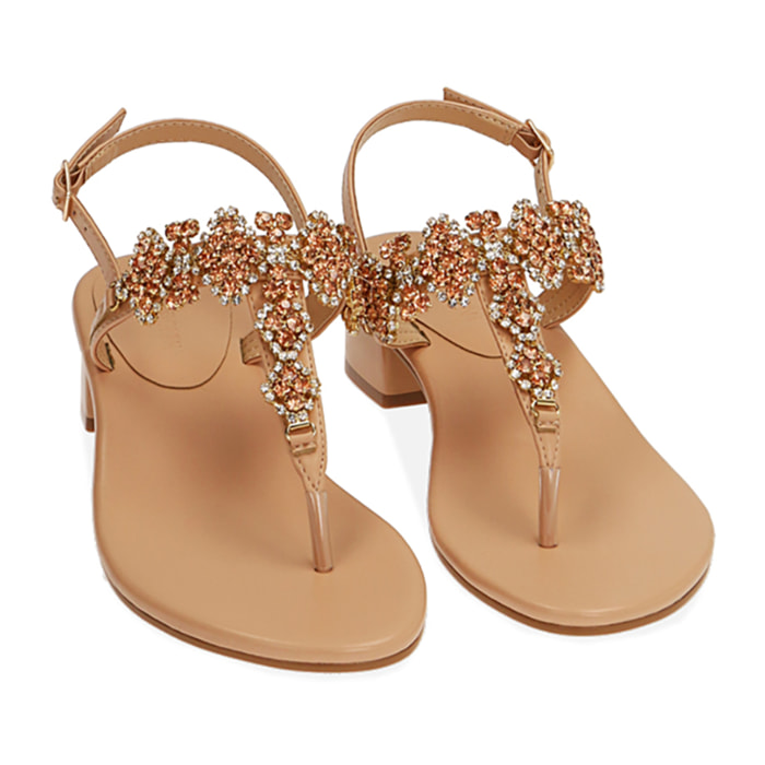 Sandalias planas nude, tacón de 3,5 cm
