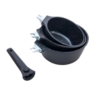 Set de 3 casseroles noir amovible     - "Alizée"