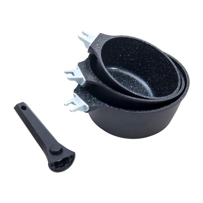 Set de 3 casseroles noir amovible     - "Alizée"