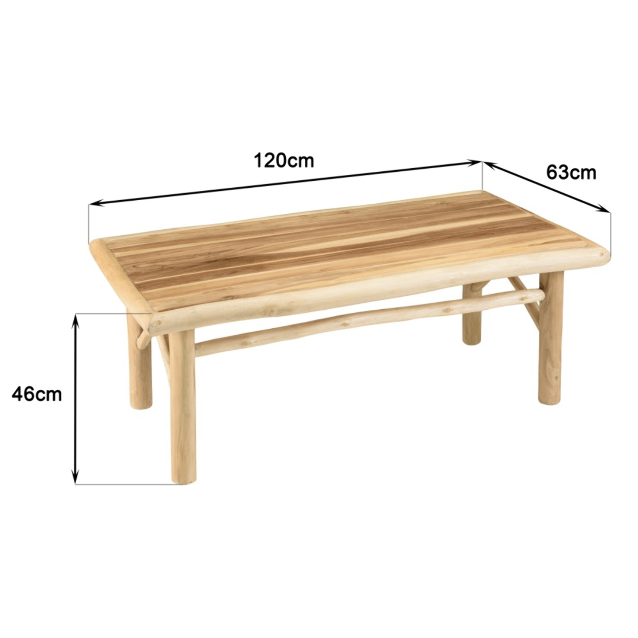 WILL - Table basse rectangulaire MADURA en branches de teck naturel