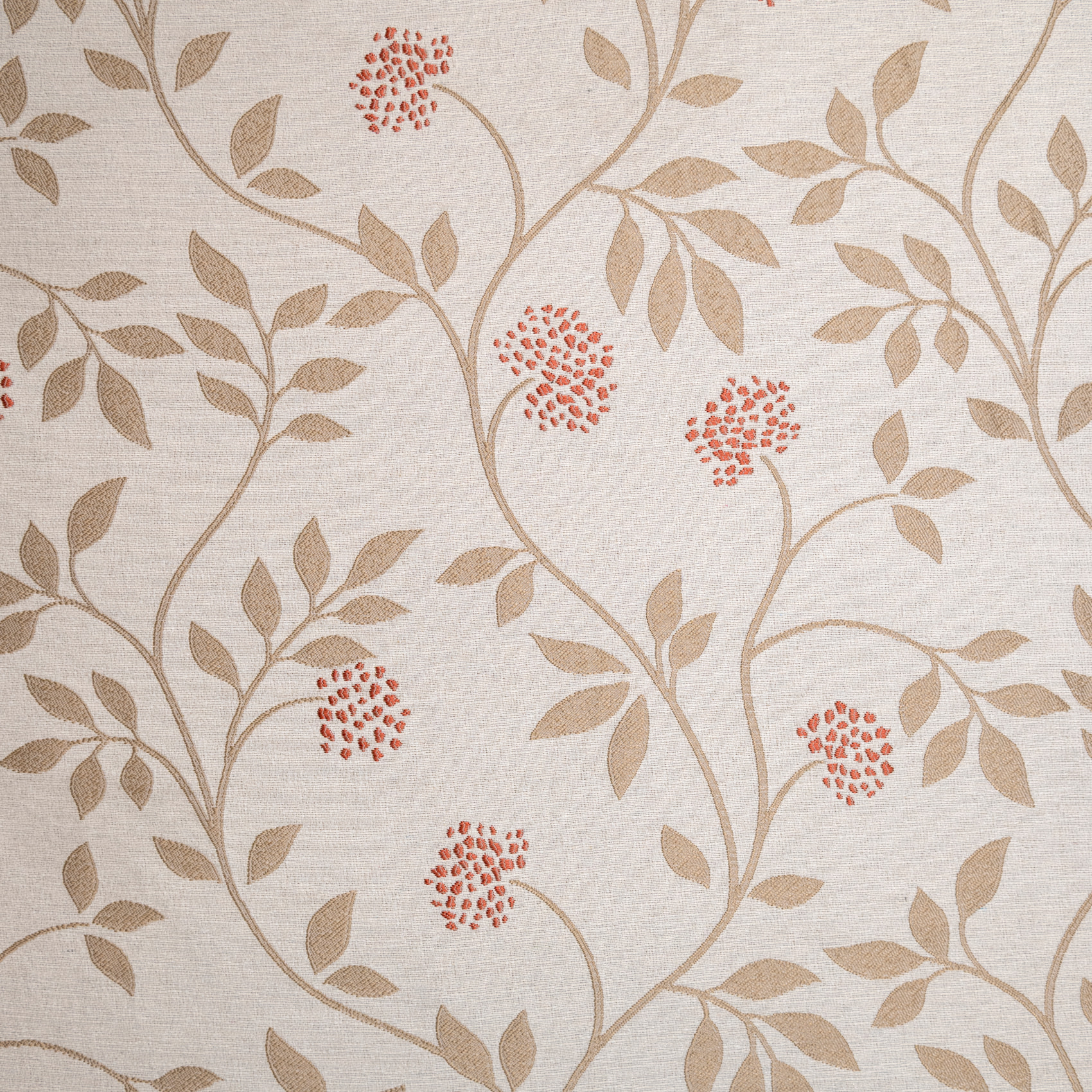 Rideau jacquard polycoton motifs végétaux - Beige