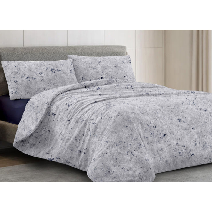 Parure Copripiumino in 100% Cotone Made iun Italy Elegante Disegno Mitril Colore Zaffiro
